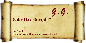 Gabrits Gergő névjegykártya